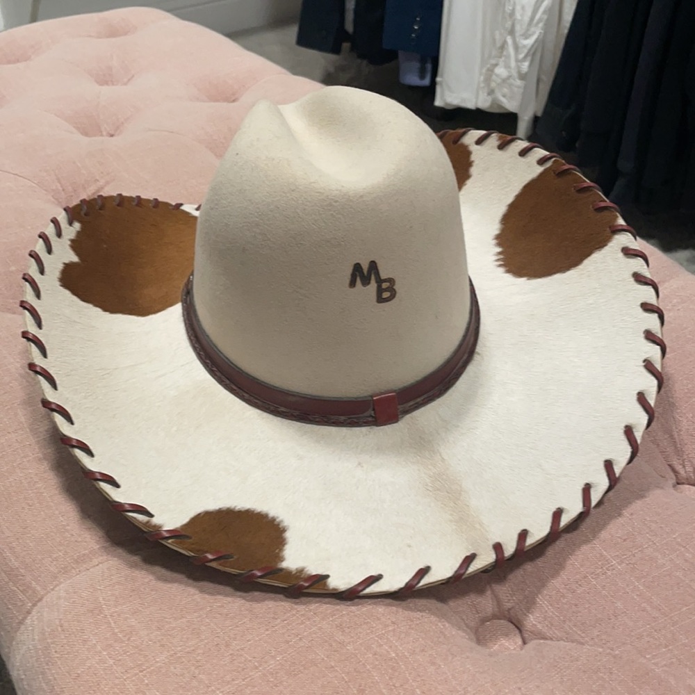 Felt cowboy hat.  Cowhide brim - Picture 2 of 4